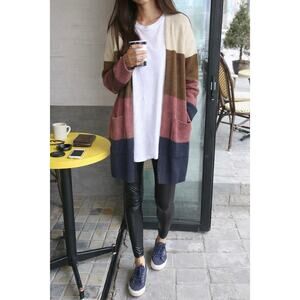 Madewell Kent Striped Coziest Yarn Cardigan NWT Oatmeal Alpaca Merino Longline